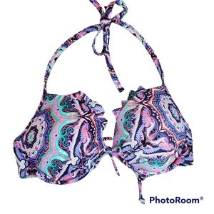 Victoria's Secret‎ the fabulous push up bikini top colorful boho mandala 32 DD